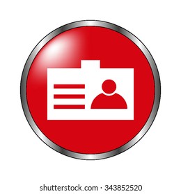 Identification card - vector icon on the  red button