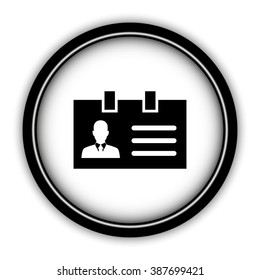 Identification card - vector icon; round  button with shadow