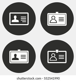 Identification card vector icon. White illustration isolated on black background for graphic and web design.