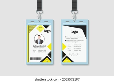 Identification Card Vector Illustration. Blank Plastic Access Card, Name Tag Holder With Pin Ribbon, Corporate Card Key, Personal Security Badge, Press Event Pass Template.