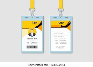 Identification Card Vector Illustration. Blank Plastic Access Card, Name Tag Holder With Pin Ribbon, Corporate Card Key, Personal Security Badge, Press Event Pass Template.