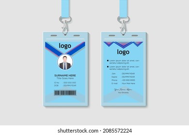 Identification Card Vector Illustration. Blank Plastic Access Card, Name Tag Holder With Pin Ribbon, Corporate Card Key, Personal Security Badge, Press Event Pass Template.