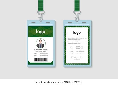 Identification Card Vector Illustration. Blank Plastic Access Card, Name Tag Holder With Pin Ribbon, Corporate Card Key, Personal Security Badge, Press Event Pass Template.