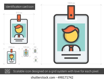 Identification card vector line icon isolated on white background. Identification card line icon for infographic, website or app. Scalable icon designed on a grid system.