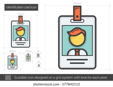 Identification card vector line icon isolated on white background. Identification card line icon for infographic, website or app. Scalable icon designed on a grid system.