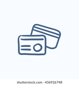 Identification card vector sketch icon isolated on background. Hand drawn Identification card icon. Identification card sketch icon for infographic, website or app.