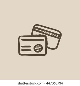 Identification card vector sketch icon isolated on background. Hand drawn Identification card icon. Identification card sketch icon for infographic, website or app.