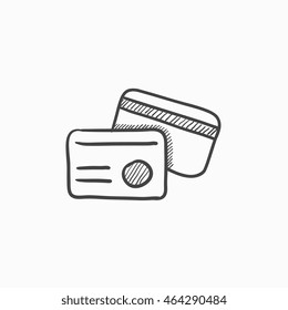 Identification card vector sketch icon isolated on background. Hand drawn Identification card icon. Identification card sketch icon for infographic, website or app.