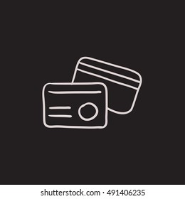 Ícone de esboço vetorial do cartão de identificação isolado no plano de fundo. Ícone de cartão de identificação desenhado à mão. Ícone de esboço do cartão de identificação para infográfico, site ou aplicativo.