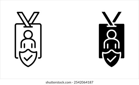 Cartão de identificação com marca de verificação verificada. Cartão de identificação Símbolo de verificação Ícone do perfil definido. ilustração vetorial no fundo branco