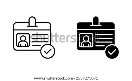 Identification card with verified Check mark. Id card Verification badge Profile icon set. vector illustration on white background