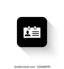 Identification card - white vector  icon with shadow
