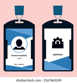 Identification card for the workers of your company. Id, fotochek, collaborator identifier. Translate "Nombre Apellido" means "Name Surname", "Empresa" means "Business"