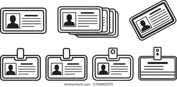 Cartões de identificação com foto e informação Vetor preto e branco