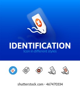 Identification color icon, vector symbol in flat, outline and isometric style isolated on blur background