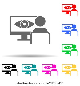 identification of the eye on the monitor multi color style icon. Simple glyph, flat vector of cyber security icons for ui and ux, website or mobile application