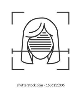 Identification face black line icon. ID and verifying person concept. Biometric security element. Deep face. Scanning technology. Sign for web page, mobile app, banner, social media. Editable stroke.