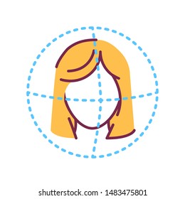 Identification face color line icon. ID and verifying. Biometric security element. Deep face. Scanning technology. Sign for web page, mobile app, banner. Editable stroke.