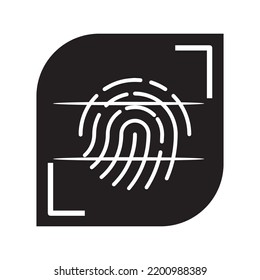 Identification fingerprint scanner icon | Black Vector illustration |