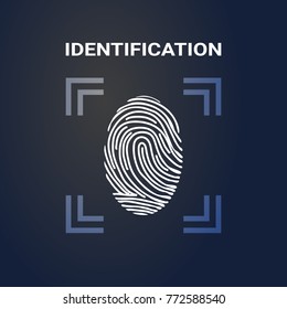 Identification Fingerprint Scanning Logo Modern Access And Security Protection System Vector Illustration