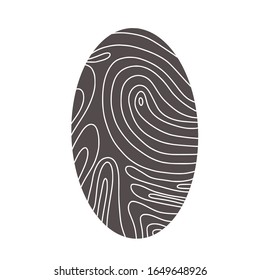  Impresiones dactilares de identificación. Seguridad para acceso de paso. Las huellas dactilares son un signo aislado en fondo blanco. Sistema de elemento de reconocimiento biológico. Ilustración vectorial.