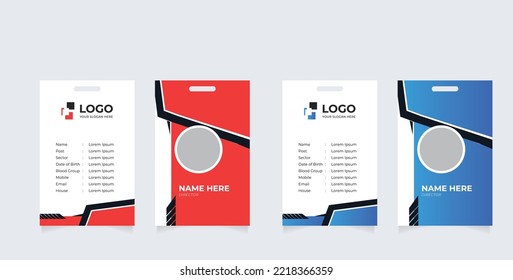 Identification Horizontal and Vertical id cards set with elements fresh color