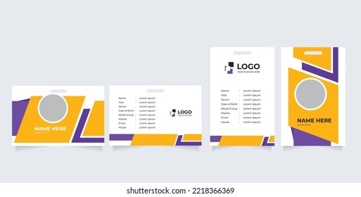 Identification Horizontal and Vertical id cards set with elements fresh color