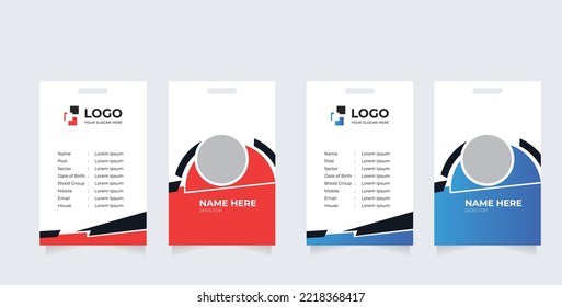 Identificación Tarjetas de identificación horizontal y vertical con elementos color fresco