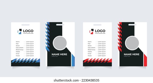 Identification Horizontal and Vertical id cards set with elements fresh color