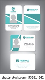 Identification Horizontal and Vertical id cards set with elements fresh color