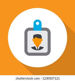Identification icon flat symbol. Premium quality isolated id badge element in trendy style.