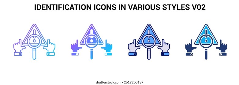 Identification icon represented by Identification symbol Blue, Gradient, Dualtone, Fill style.