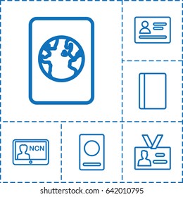 Identification icon. set of 6 identification outline icons such as passport