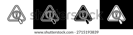 Identification icon set in line and glyph style on black and white background