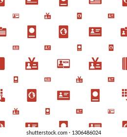 identification icons pattern seamless white background. Included editable filled passport, badge, hand on atm icons. identification icons for web and mobile.