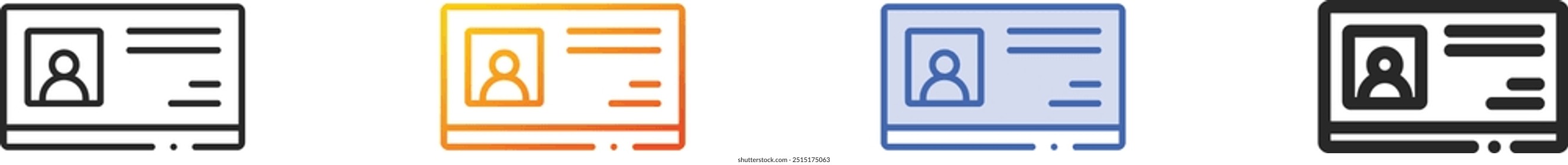 identification icon.Thin Linear, Gradient, Blue Stroke and bold Style Design Isolated On White Background
