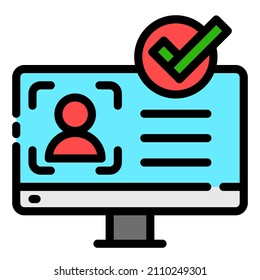 identification identity user verification icon illustration filled line icon 
