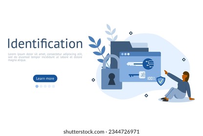 Identification illustration art. characters use Electronic Keys to verify their identity to access protected data. Identification system concept. vector illustration.