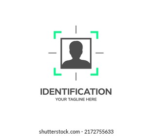 Identification Information Security And Encryption, Secure Access To Users Personal Information Logo Design. Men Verify Corporate Document. Official Identification Vector Design And Illustration.
