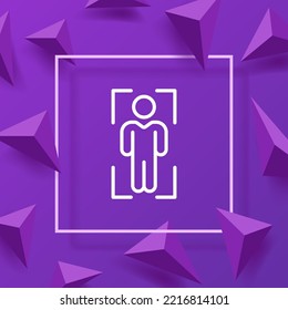 Identification line icon. Biometrics, full height, face ID, face recognition, speech, fingerprints, palm scanner, DNA. Personal data, verification. Authentication concept. Vector line icon
