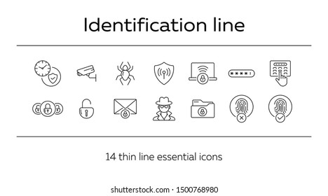 Identification line icons. Set of line icons. Spider, envelope with padlock. Internet security concept. Vector illustration can be used for topics like information security, computing