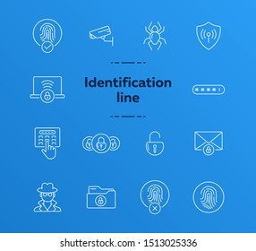 Identification line icons. Set of line icons. Spider, envelope with padlock. Internet security concept. Vector illustration can be used for topics like information security, computing