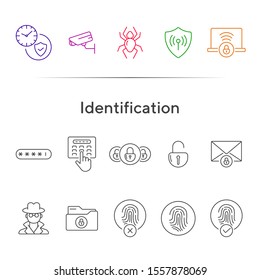 Identification line icons. Set of line icons. Spider, envelope with padlock. Internet security concept. Vector illustration can be used for topics like information security, computing