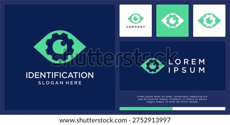Identification logo design template with eye and gear