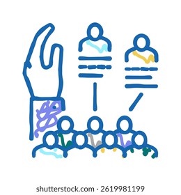 identificação do vetor de esboço do ícone do doodle da equipe de gerenciamento. identificação do sinal da equipe de gerenciamento. ilustração de símbolo isolado