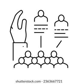 identificación del vector de icono de línea de equipo de administración. identificación de la firma del equipo de administración. símbolo de contorno aislado ilustración negra