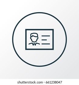 Identification Outline Symbol. Premium Quality Isolated Id Card Element In Trendy Style.