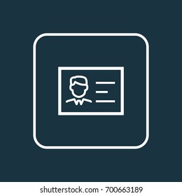 Identification Outline Symbol. Premium Quality Isolated Id Card Element In Trendy Style.