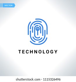 Identification of person, thumbprint vector abstract logo. Security technology, personal web safety of information. ID lock. Cyber Police icon.