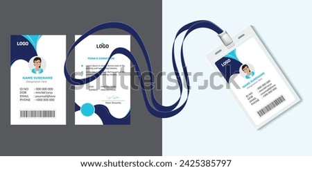 Identification plastic id card with clasp and lanyards isolated vector illustration